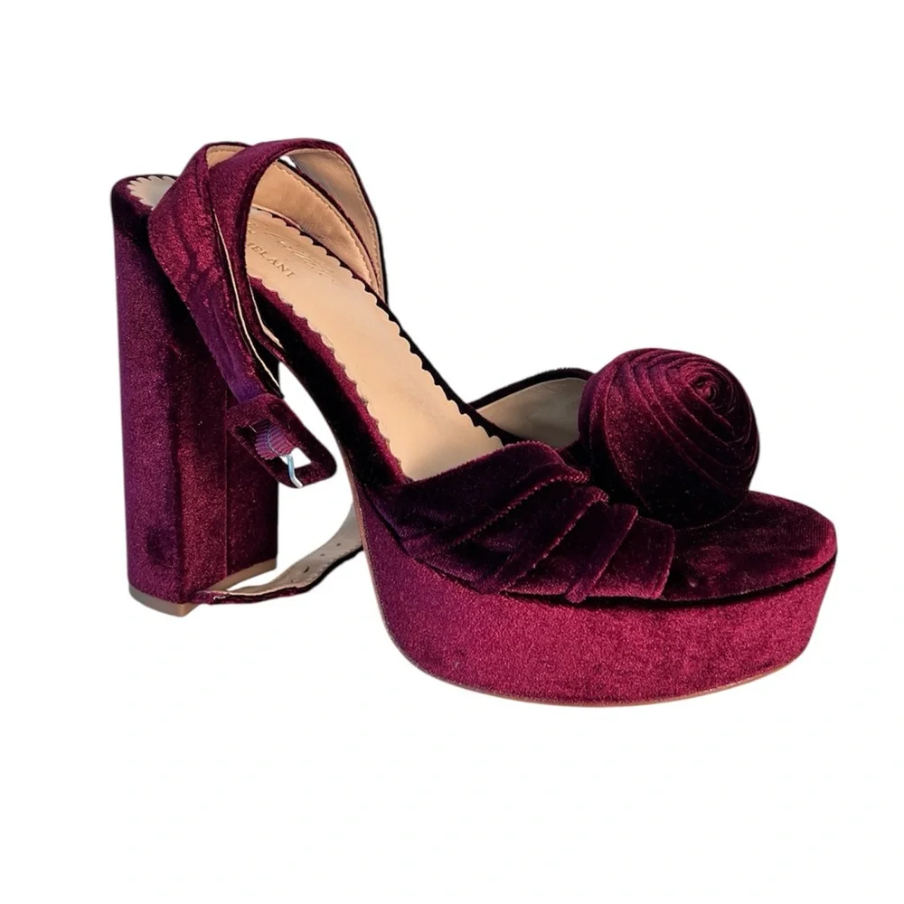 Antonio Melani x Nicola Bathie Emilia Velvet Burgundy Platform Sandals‎ 9M